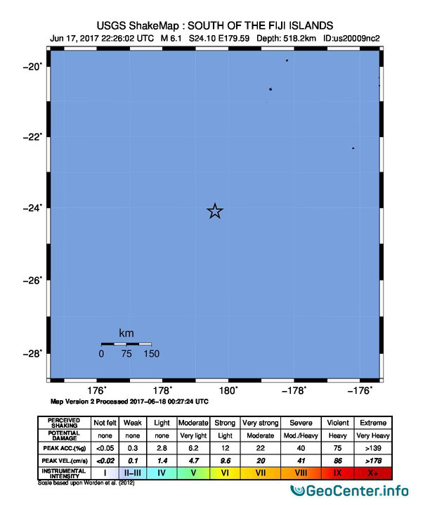 У берегов Фиджи произошло землетрясение магнитудой 6,1