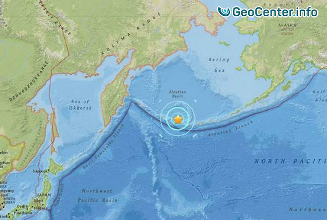 Землетрясения магнитудой 6,6 и 6,7  у берегов Аляски 8 октября 2017