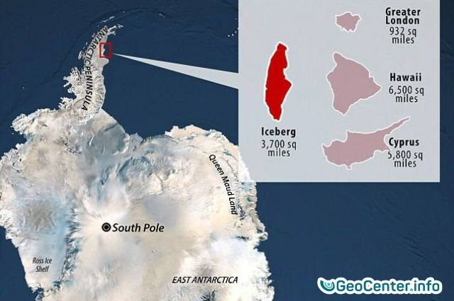 Громадный айсберг откололся от Антарктиды, июль 2017