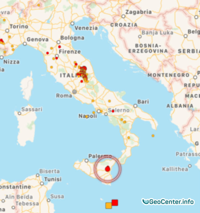 Землетрясение  в Сицилии (Италия), август 2017