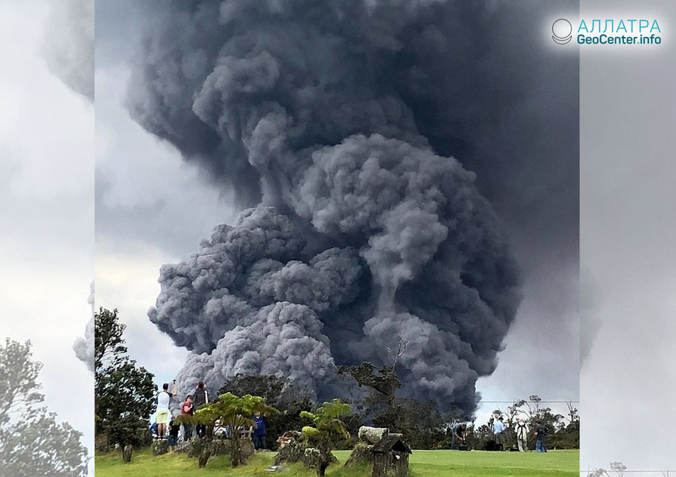Новый пепловыброс на вулкане Килауэа (США), май 2018 г.