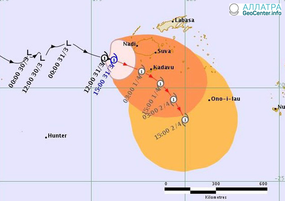 Тропический циклон «Джози» на Фиджи 1 апреля 2018 г.