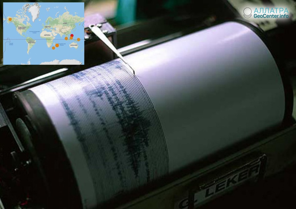 Серия землетрясений магнитудой 5,0 по всему миру, 10 июля 2018 года
