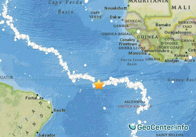 Землетрясение магнитудой 6,7 в Атлантическом океане, 30 ноября 2017