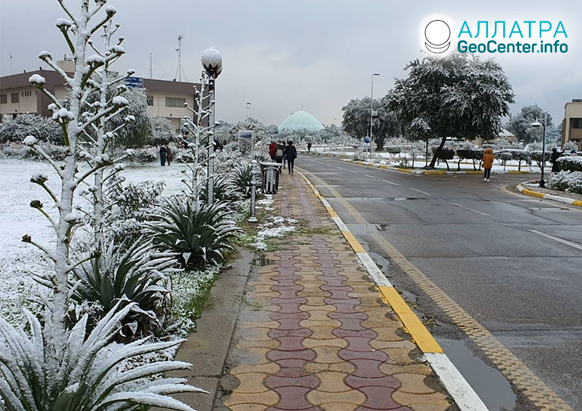 Аномальный снегопад в Ираке, февраль 2020