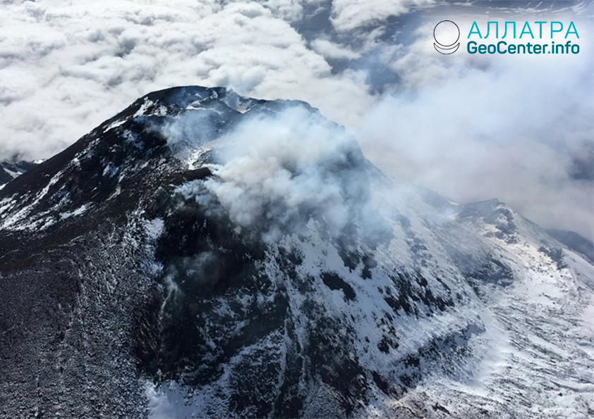 Извержение вулкана Безымянный на Камчатке, январь 2019
