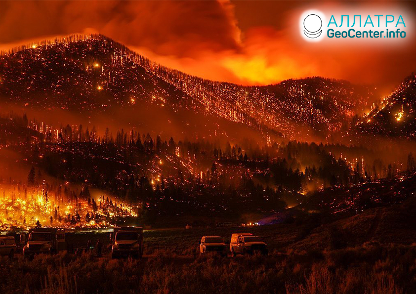 Veľkoplošné lesné požiare, august-september 2020