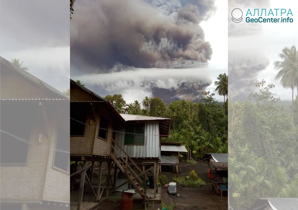 Продолжается мощное извержение вулкана Манам, Папуа-Новая Гвинея, январь 2019