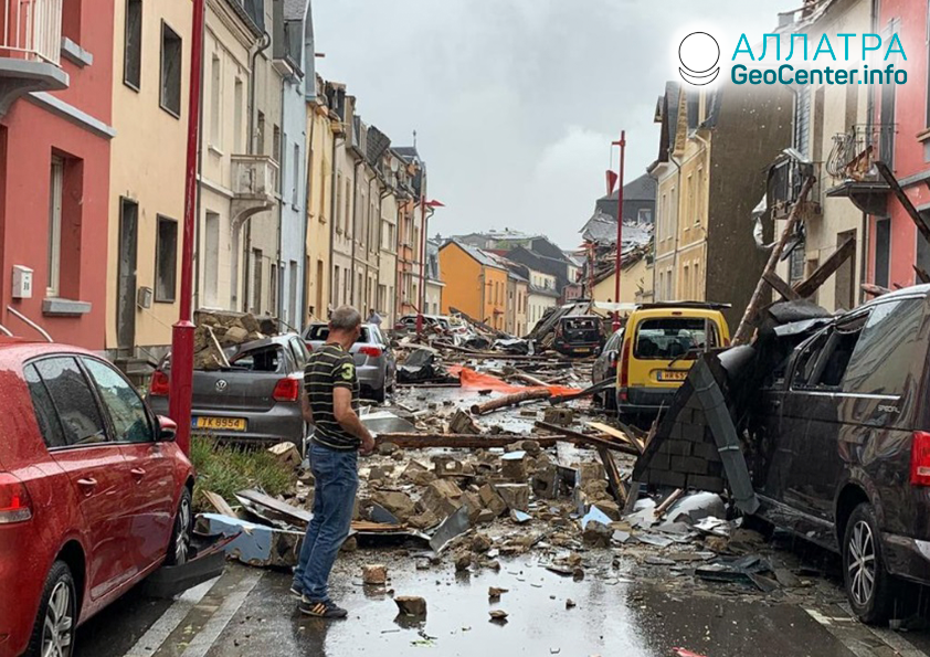 Разрушительный торнадо в Люксембурге, август 2019