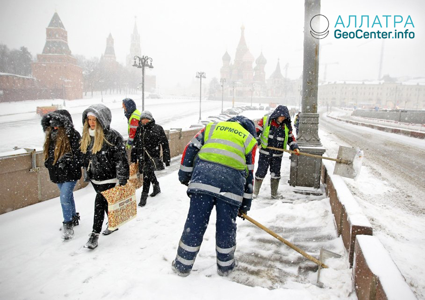Снегопад в Москве, январь 2019