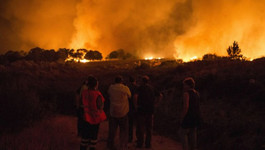 The evacuation of people in the Canary Islands due to a forest fire, Spain September 2017