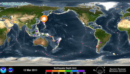 SOS dataset of all the earthquakes from 2001 through 2015 from the US NWS Pacific Tsunami Warning Center
