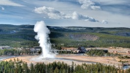 Black Smoke At Old Faithful Geyser, Yellowstone National Park .Super Volcano Active ? September 2017