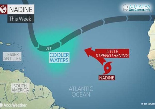 В Атлантике сформировался тропический шторм «Надин».