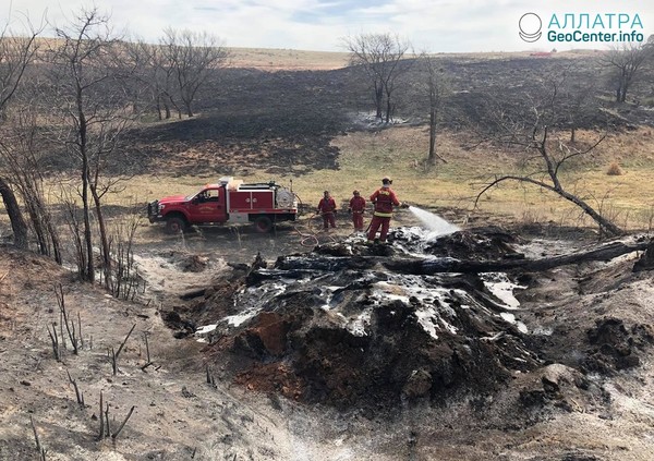 Лесные пожары и огненный смерч в Оклахоме, США, апрель 2018 года