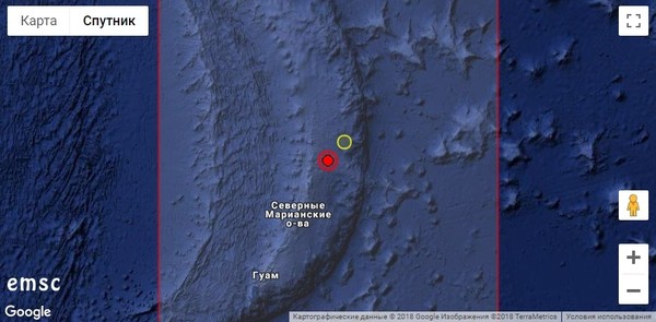 Землетрясение магнитудой 6.4 у Северных Марианских островов, август 2018 г.