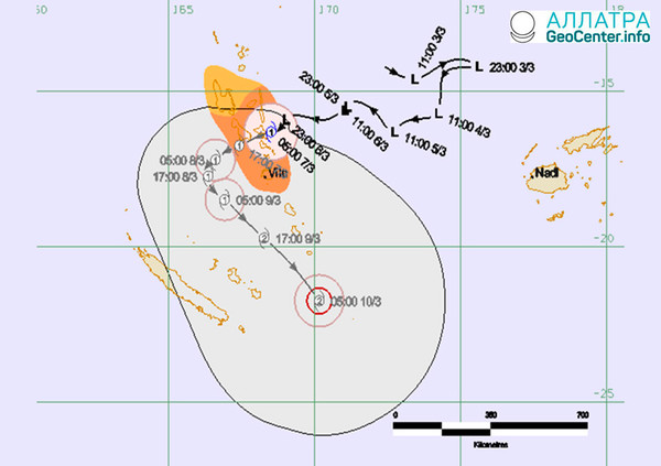 У берегов Вануату сформировался тропический циклон Хола, март 2018 года