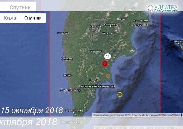 Очередное крупное землетрясение на Камчатке, октябрь 2018 г.
