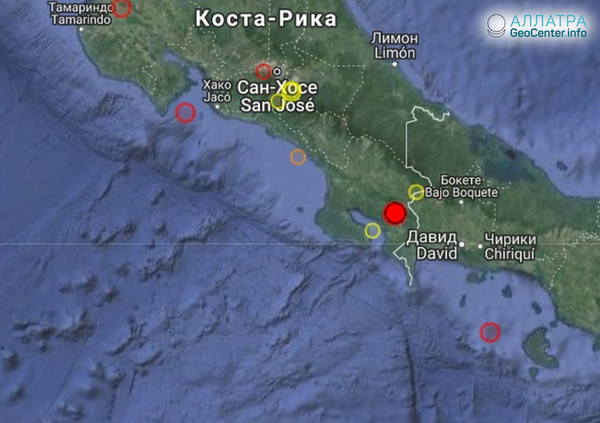 Землетрясение в Коста-Рике магнитудой 5.4, август 2018 г.