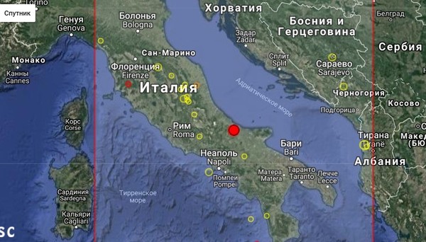 Землетрясение в Италии магнитудой 4,9, август 2018 г.