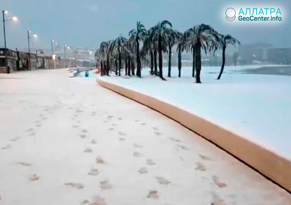 Anomálna zima a silné sneženie zachvátili severozápad Tuniska, január 2019