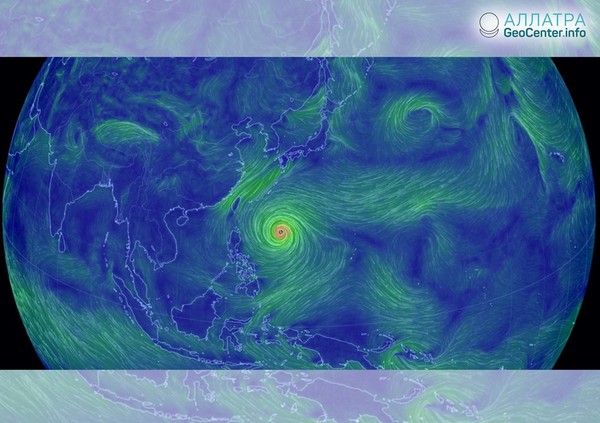 Новый тайфун в Тихом океане, сентябрь 2018 г.