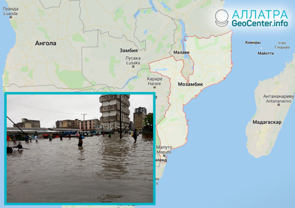 Циклон &quot;Десмонд&quot; вызвал наводнение в Мозамбике, январь 2019