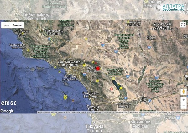 Землетрясение в Калифорнии, США, 8 мая 2018 г.