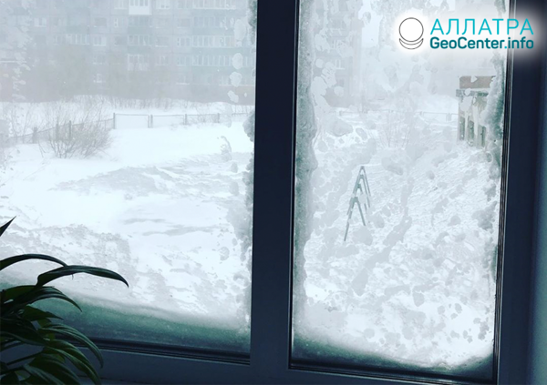 Květnové sněžení ve Vorkutě (Rusko), květen 2019