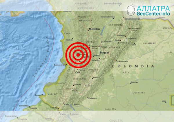 Подземный толчок магнитудой 6,1 произошел в  Колумбии, март 2019