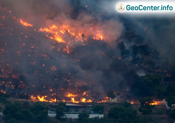 Сильные лесные пожары в Греции, июль 2023