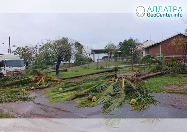 Сильный тропический циклон Тревор на австралийском полуострове Кейп-Йорк, март 2019