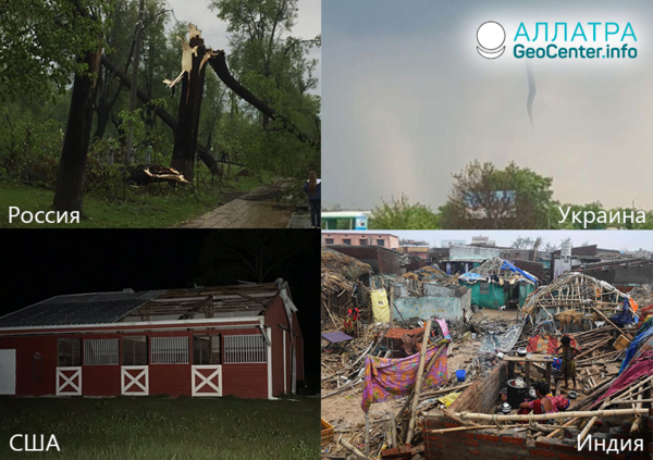 Ураганы и торнадо, смерчи и шквалы в мире, 1-14 мая 2019